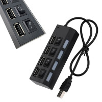 USB хаб розгалужувач на 4 порти з перемикачами на кожен порт концентратор адаптер чорний живлення USB 2.0 USB хаб розгалужувач на 4 порти з перемикачами на кожен порт концентратор адаптер чорний живлення USB 2.0