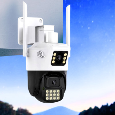 Камера наружного видеонаблюдения Р12-6MP WiFi PTZ с 2 объективами ночным видением и датчиком движения