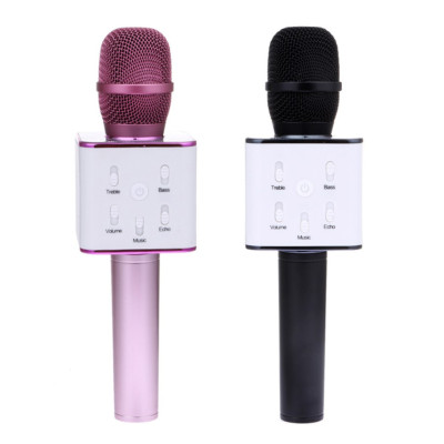 Мікрофон караоке дитячий бездротовий Q7 Чорний Black USB Bluetooth з чохлом Іграшка мікрофон з динаміком Мікрофон караоке дитячий бездротовий Q7 Чорний Black USB Bluetooth з чохлом Іграшка мікрофон з динаміком