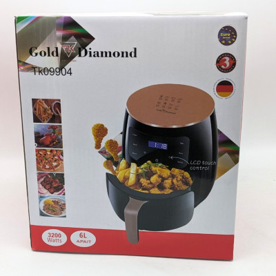 Фритюрниця безоливна Gold Diamond TK09904 аерофритюрниця без олії 6 л 3200 Вт сенсорна з таймером Фритюрниця безоливна Gold Diamond TK09904 аерофритюрниця без олії 6 л 3200 Вт сенсорна з таймером