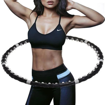 Обруч массажер магнитный хулахуп разборной Massaging Hula Hoop массажный черный для фитнеса похудения талии Обруч массажер магнитный хулахуп разборной Massaging Hula Hoop массажный черный для фитнеса похудения талии