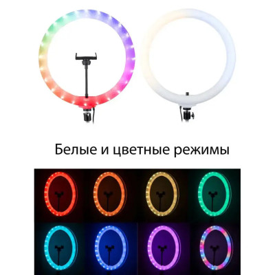 Набор блогера 5в1 Светодиодная кольцевая RGB лампа 3D 45см Штатив 2м Селфи палка Петличный микрофон Экш камера Набор блогера 5в1 Светодиодная кольцевая RGB лампа 3D 45см Штатив 2м Селфи палка Петличный микрофон Экш камера