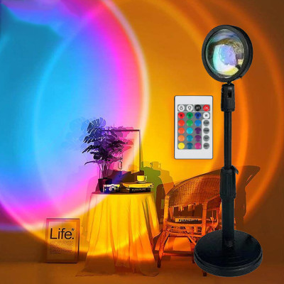 Проекційний RGB світильник з пультом на штативі USB проектор атмосферна лампа різнокольорова Sunset Lamp Проекційний RGB світильник з пультом на штативі USB проектор атмосферна лампа різнокольорова Sunset Lamp
