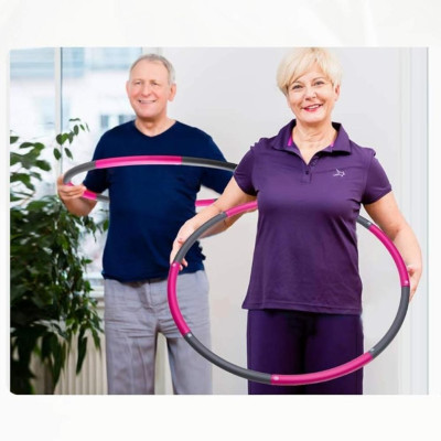 Обруч хулахуп складной массажный на 8 секций для фитнеса Hoola Hoop серо-розовый Обруч хулахуп складной массажный на 8 секций для фитнеса Hoola Hoop серо-розовый