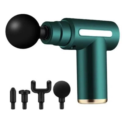 Массажер мышечный ручной Massage Gun Аккумуляторный перкуссионный Массажный 4 насадки для рук ног шеи