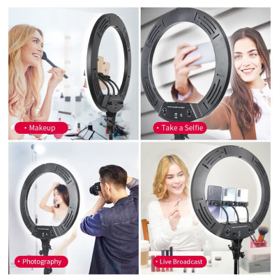 Светодиодная кольцевая лампа Ring fill light 45 см для фото и видео с 3 держателями для телефона Селфи лампа Светодиодная кольцевая лампа Ring fill light 45 см для фото и видео с 3 держателями для телефона Селфи лампа