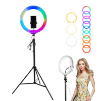 Светодиодная кольцевая лампа RGB 3D 30 см со штативом 2 м цветная двухсторонняя LED Селфи кольцо от USB Светодиодная кольцевая лампа RGB 3D 30 см со штативом 2 м цветная двухсторонняя LED Селфи кольцо от USB