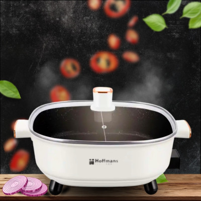 Кастрюля с антипригарным покрытием от сети Hoffmans Electronics HM-3030 Электрокастрюля с крышкой 6 л Бежевая