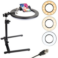 Кільцева лампа 26см зі штативом настільна Ring light Led Набір блогера світлодіодне селфі кільце Кільцева лампа 26см зі штативом настільна Ring light Led Набір блогера світлодіодне селфі кільце