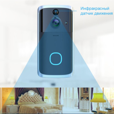 Бездротовий відеодзвінок з датчиком руху HD Wi-Fi Eken V5 Black Bluetoth відео дзвінок око на двері Бездротовий відеодзвінок з датчиком руху HD Wi-Fi Eken V5 Black Bluetoth відео дзвінок око на двері