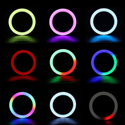 Кільцева кольорова LED лампа RGB 45 см Світлодіодна професійна селфі лампа для фото відеозйомок MJ18 Кільцева кольорова LED лампа RGB 45 см Світлодіодна професійна селфі лампа для фото відеозйомок MJ18