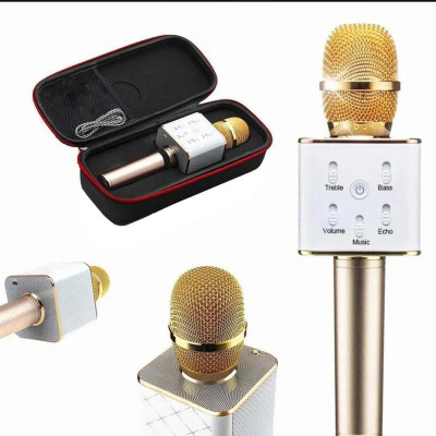 Мікрофон караоке дитячий бездротовий Q7 Чорний Black USB Bluetooth з чохлом Іграшка мікрофон з динаміком Мікрофон караоке дитячий бездротовий Q7 Чорний Black USB Bluetooth з чохлом Іграшка мікрофон з динаміком