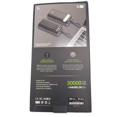 Повербанк KP 30000 mAh Power bank портативный зарядное устройство для телефона Micro USB Type C USB Lightning