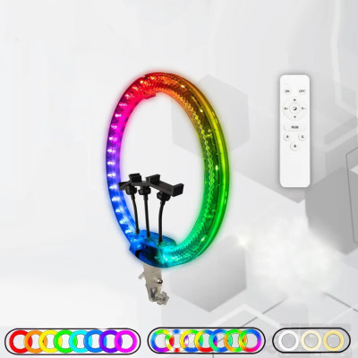 Кольцевая лампа светодиодная 3D RGB 45 см цветная двухсторонняя LED Селфи кольцо для фото блогеров Кольцевая лампа светодиодная 3D RGB 45 см цветная двухсторонняя LED Селфи кольцо для фото блогеров