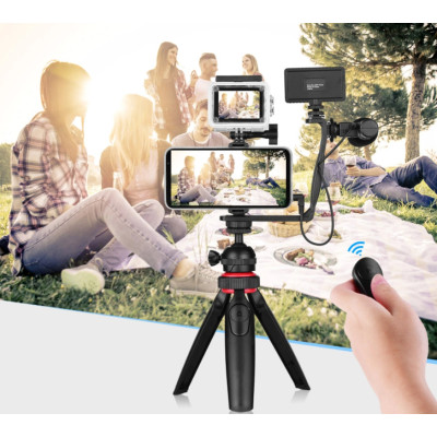 Набір для блогера Vlogger Kit з кульової голівкою штатив мікрофон спалах затиск для смартфона і екшн камери Набір для блогера Vlogger Kit з кульової голівкою штатив мікрофон спалах затиск для смартфона і екшн камери