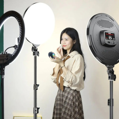 Кругла LED лампа 32 см з пультом та штативом 2м Fill Light Circular M666 світлодіодна для фото та відеозйомок Кругла LED лампа 32 см з пультом та штативом 2м Fill Light Circular M666 світлодіодна для фото та відеозйомок