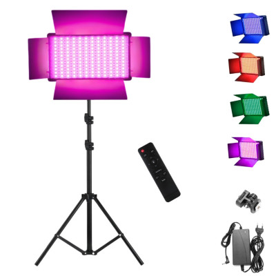 Прямоугольная LED лампа U600 RGB со штативом 2м цветной видеосвет для фото и видеосъёмок 21х12см портативный