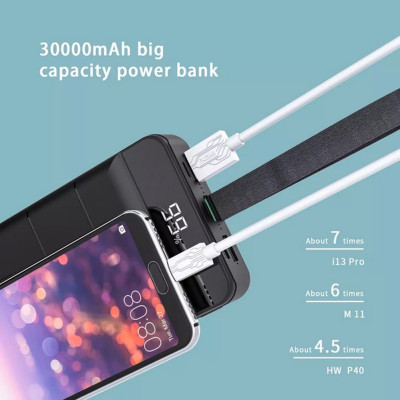Повербанк 30000 mAh power bank PZX V25 быстрая зарядка для телефона USB Type-C micro USB Lightning