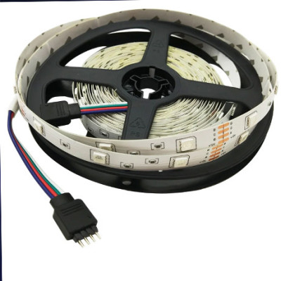 Светодиодная Led лента Strip RGB 5 м 2835 с пультом и переходником Светодиодное освещение на самоклейке Светодиодная Led лента Strip RGB 5 м 2835 с пультом и переходником Светодиодное освещение на самоклейке