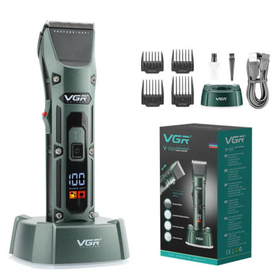 Акумуляторна машинка для стрижки волосся VGR V696 портативна з usb зарядкою 4 насадками та підставкою Акумуляторна машинка для стрижки волосся VGR V696 портативна з usb зарядкою 4 насадками та підставкою