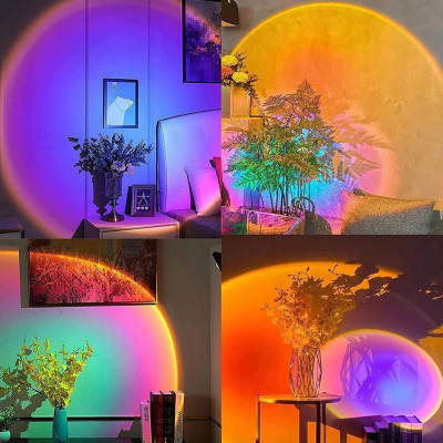 Проекційний світильник USB проектор гнучка атмосферна лампа для фото Sunset Lamp 16 кольорів з пультом Проекційний світильник USB проектор гнучка атмосферна лампа для фото Sunset Lamp 16 кольорів з пультом