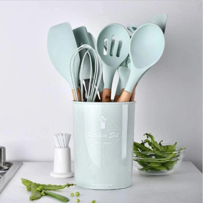 Кухонные принадлежностей силиконовые набор 12 предметов Kitchen & dining кухонная утварь для кухни мятный Кухонные принадлежностей силиконовые набор 12 предметов Kitchen & dining кухонная утварь для кухни мятный