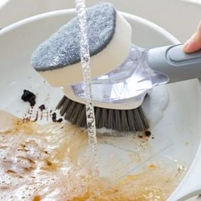 Двостороння щітка для миття посуду Dish Wand Scrub Вrush 2в1 кухонна губка з дозатором та насадками