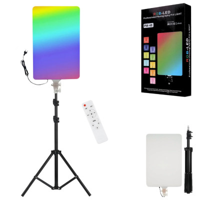 Прямоугольная светодиодная RGB лампа PM-48 со штативом 2м и пультом цветной видеосвет 44х29cм для съёмок