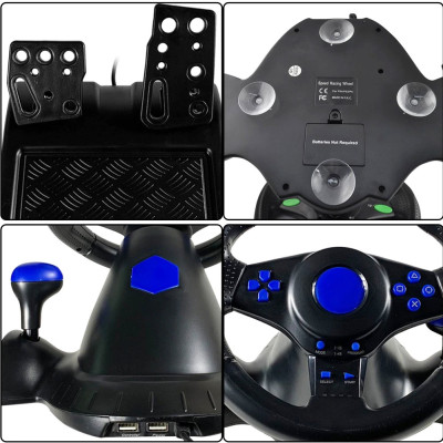 Кермо з педалями 3в1 Vibration Steering wheel педалями газу та гальма мультимедійний універсальний джойстик-кермо Кермо з педалями 3в1 Vibration Steering wheel педалями газу та гальма мультимедійний універсальний джойстик-кермо