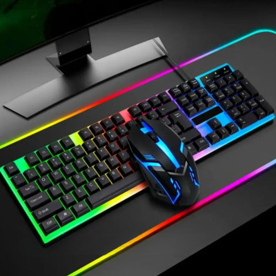 Дротова клавіатура з мишкою LED Keyboard Mouse KM 5003 Ігровий набір з підсвічуванням для комп'ютера Дротова клавіатура з мишкою LED Keyboard Mouse KM 5003 Ігровий набір з підсвічуванням для комп'ютера