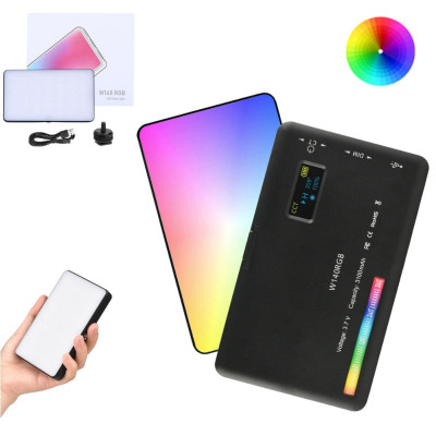 Бездротове накамерне відеосвітло W140RGB акумуляторна міні лампа LED портативна для фото і відео
