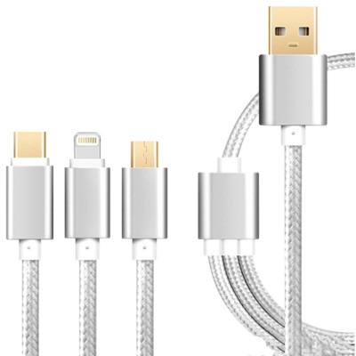 Універсальний кабель розгалужувач 3в1 usb TYPE C lightning для iphone швидка зарядка для телефону Універсальний кабель розгалужувач 3в1 usb TYPE C lightning для iphone швидка зарядка для телефону