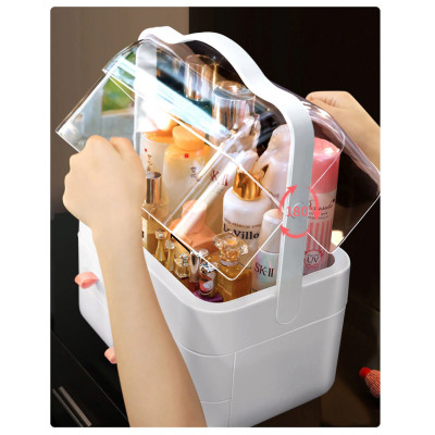 Органайзер для косметики Пылезащитный Водонепроницаемый Cosmetic Storage Box LD 388 Настольный бокс Серый