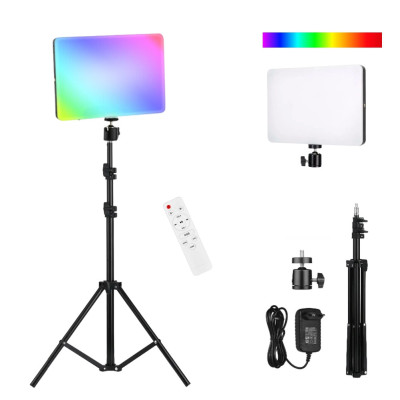 Прямоугольная светодиодная лампа 23х16см RGB F99 для студийного освещения фото и видео с пультом и штативом 2м