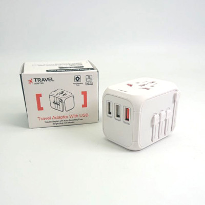 Универсальный сетевой USB адаптер для путешествий и дома Travel Adapter переходник для розеток Белый Универсальный сетевой USB адаптер для путешествий и дома Travel Adapter переходник для розеток Белый