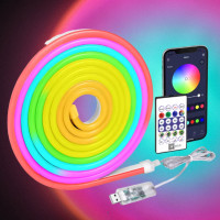 Гнучкий неон RGB 3 м Світлодіодна LED стрічка із синхронізацією музики Розумна неонова стрічка Гнучкий неон RGB 3 м Світлодіодна LED стрічка із синхронізацією музики Розумна неонова стрічка