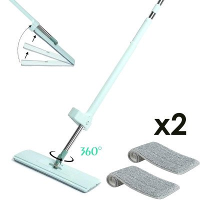 Швабра ледащо з вертикальним самоотжімом flat mop з віджимом і поворотом на 360 градусів та 2 мікрофібри Швабра ледащо з вертикальним самоотжімом flat mop з віджимом і поворотом на 360 градусів та 2 мікрофібри