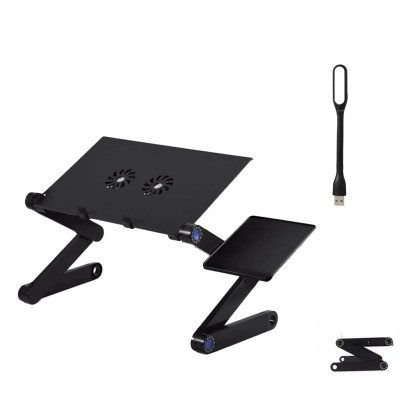 Столик трансформер для ноутбука складаний з вентилятором і кольором Laptop Table T8 набір з USB лампою Столик трансформер для ноутбука складаний з вентилятором і кольором Laptop Table T8 набір з USB лампою