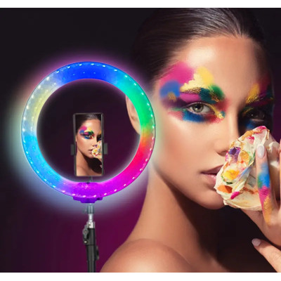Светодиодная кольцевая лампа RGB 3D 30 см со штативом 2 м цветная двухсторонняя LED Селфи кольцо от USB Светодиодная кольцевая лампа RGB 3D 30 см со штативом 2 м цветная двухсторонняя LED Селфи кольцо от USB