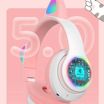 Наушники Беспроводные Bluetooth с кошачьими ушками STN 28 детская игровая гарнитура с FM модулем и подсветкой Наушники Беспроводные Bluetooth с кошачьими ушками STN 28 детская игровая гарнитура с FM модулем и подсветкой