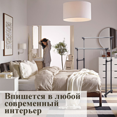 Стойка вешалка для одежды двойная напольная BIG металлическая на колёсах телескопическая передвижная Стойка вешалка для одежды двойная напольная BIG металлическая на колёсах телескопическая передвижная