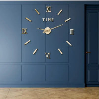 Настенные самоклеющиеся 3D часы на батарейках Diy Clock Сделай сам для кухни гостинной Золото Настенные самоклеющиеся 3D часы на батарейках Diy Clock Сделай сам для кухни гостинной Золото