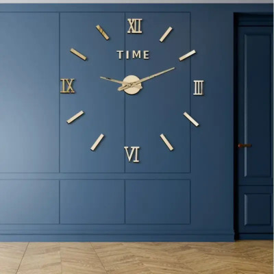 Настенные самоклеющиеся 3D часы на батарейках Diy Clock Сделай сам для кухни гостинной Золото