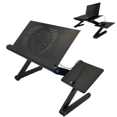 Столик трансформер для ноутбука LAPTOP TABLE Т9 Портативний Стіл-підставка металевий з складним кулером Столик трансформер для ноутбука LAPTOP TABLE Т9 Портативний Стіл-підставка металевий з складним кулером