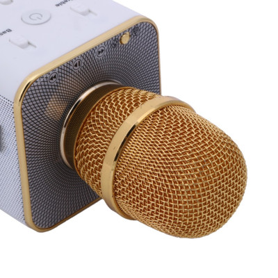 Мікрофон караоке дитячий бездротовий Q7 Золото Gold USB Bluetooth з чохлом Іграшка мікрофон з динаміком Мікрофон караоке дитячий бездротовий Q7 Золото Gold USB Bluetooth з чохлом Іграшка мікрофон з динаміком