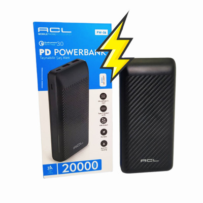 Портативный внешний аккумулятор ACL PW 06 20000 mAh с быстрой зарядкой Type C micro USB Повербанк на 20000