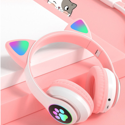 Наушники Беспроводные Bluetooth с кошачьими ушками STN 28 детская игровая гарнитура с FM модулем и подсветкой Наушники Беспроводные Bluetooth с кошачьими ушками STN 28 детская игровая гарнитура с FM модулем и подсветкой