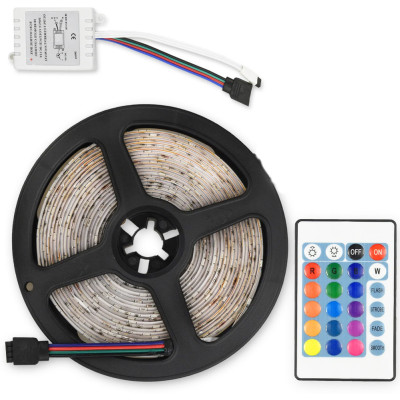 Светодиодная LED лента RGB 5 м силиконовая с пультом и переходником светодиодное освещение Светодиодная LED лента RGB 5 м силиконовая с пультом и переходником светодиодное освещение