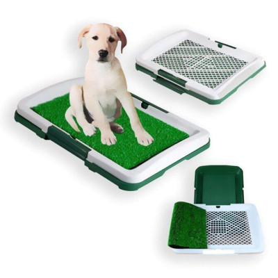 Туалет для собак трехярусный Puppy Potty Pad коврик лоток для домашних животных с решеткой и травой 47х34х6см Туалет для собак трехярусный Puppy Potty Pad коврик лоток для домашних животных с решеткой и травой 47х34х6см