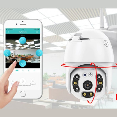 Поворотна вулична PTZ WiFi xm 2mp IP камера відеоспостереження з віддаленим доступом біла Поворотна вулична PTZ WiFi xm 2mp IP камера відеоспостереження з віддаленим доступом біла